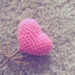 crochet heart on carpet