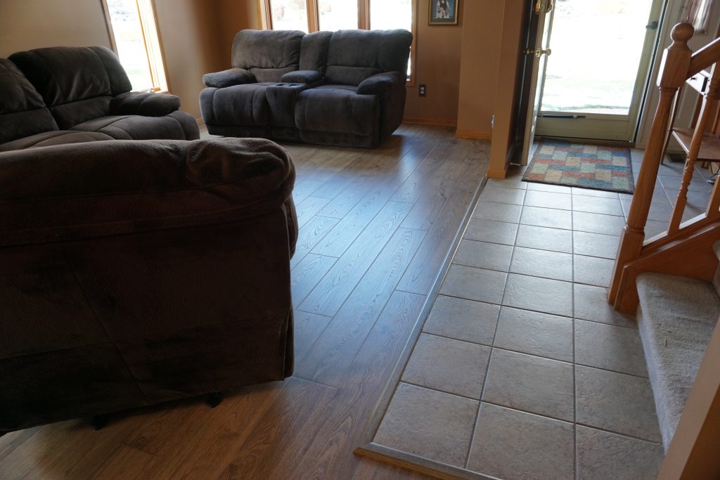 laminate transition used between tile foyer and laminate living room