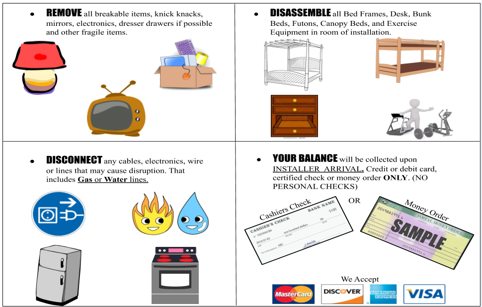 infographic describing how to prep your home before a flooring installation