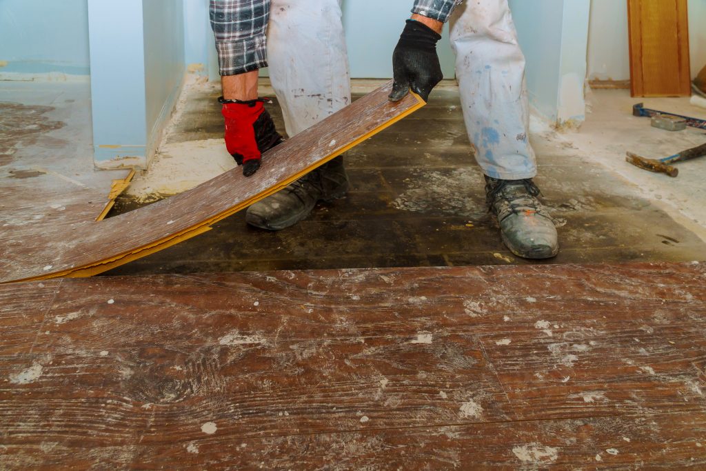 rip up of glue down engineered hardwood floor