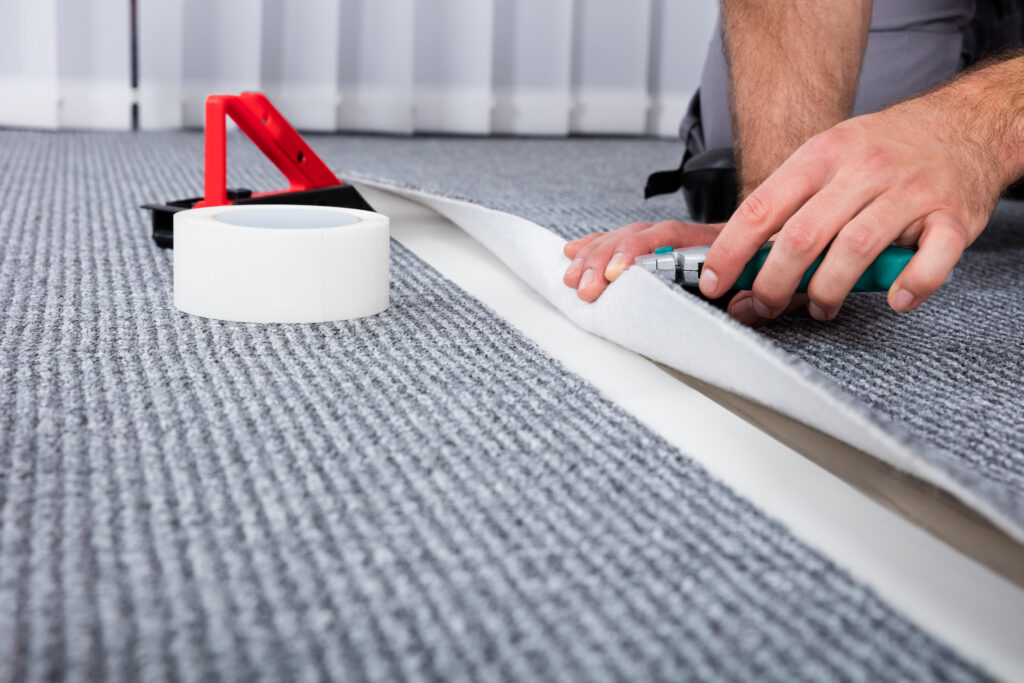 carpet installer taping seam