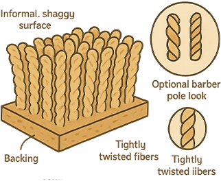 Frieze carpet twisted fiber diagram