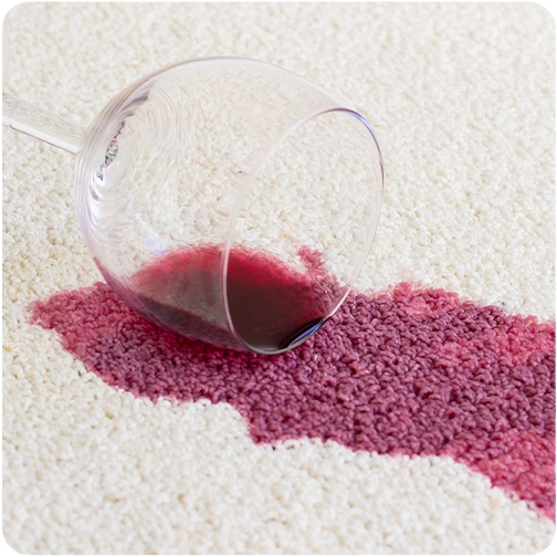 Spilled glass on stain resistant carpet